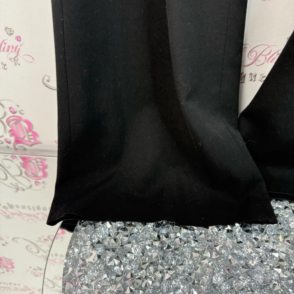 Smart Set pants wide leg buckle Black Boot-Cut Dress Pants with Waist Tab Detail